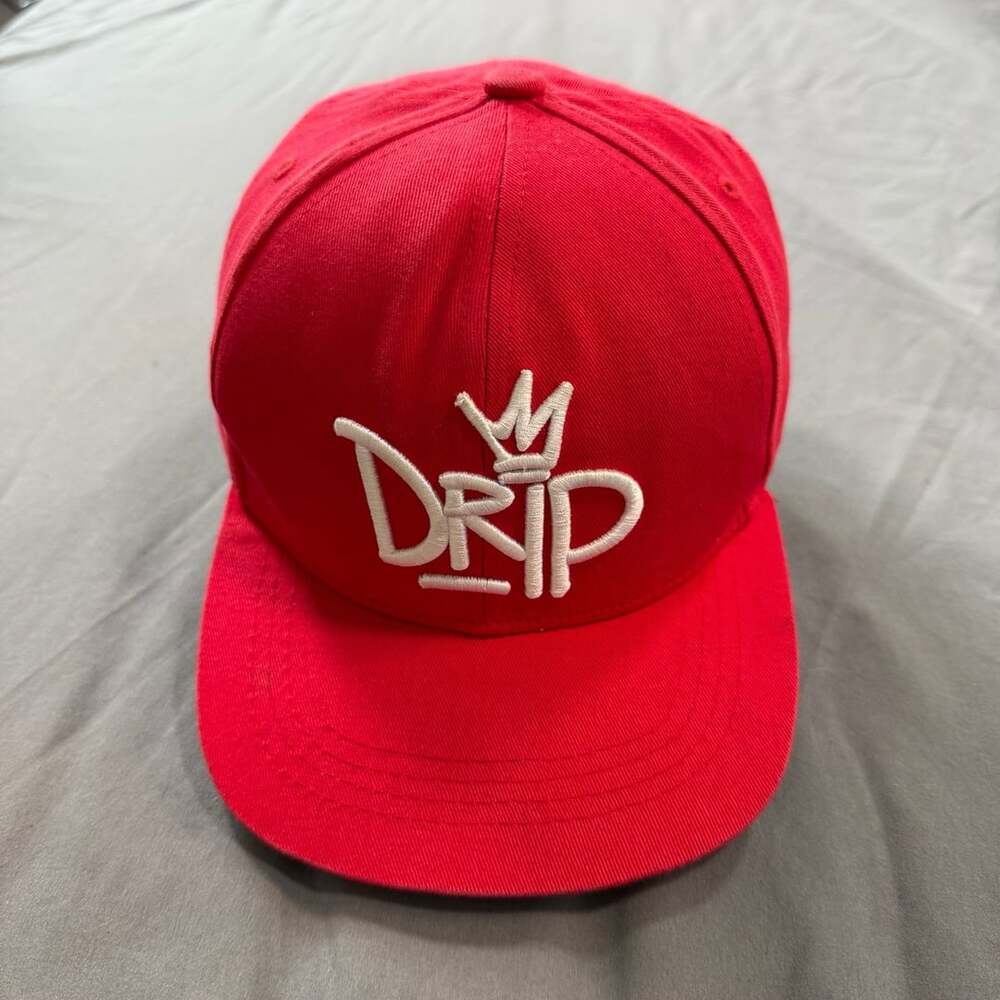 Hustle Drip Crown Embroidered Red Snapback Hat